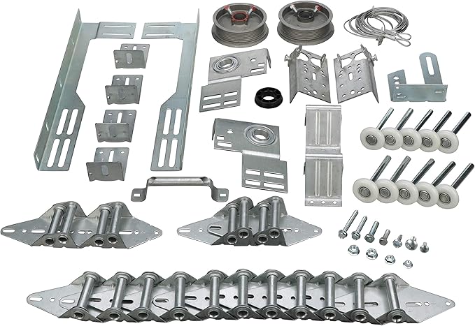 Residential Garage Door Hardware Box – 7′ & 8′ Height, Single or Double Wide Installation Kit for Torsion Springs