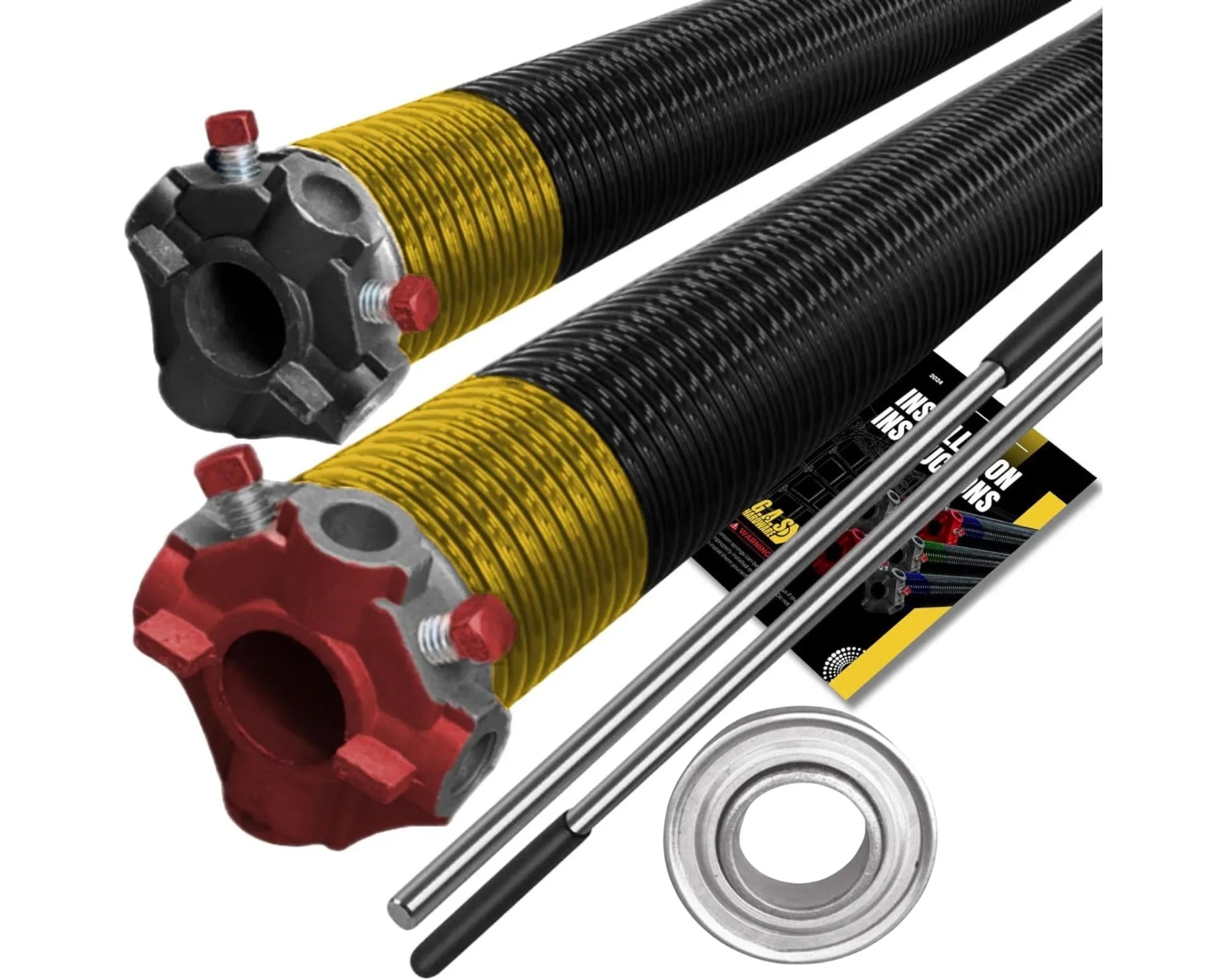 thumbnail interactive-video image 1 of Uimoso Garage Door Torsion Spring Pair – 0.25 X 2 X 31 Inch With Winding Bars 1 of 3