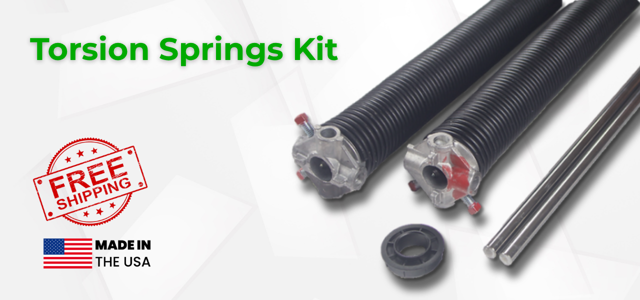 Garage door torsion spring kit with winding bars and bearing