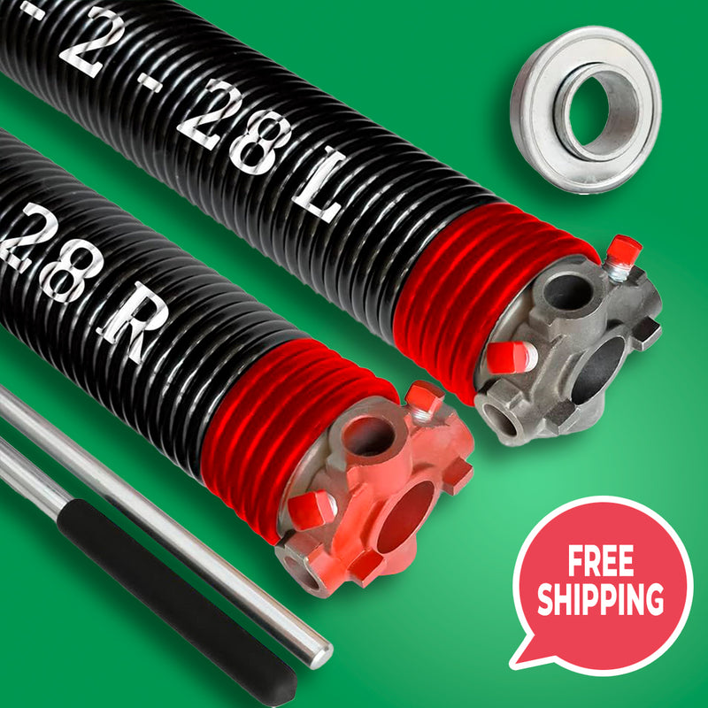 Garage Door Torsion Springs (Pair) with Winding Bars and Center Bearing – 0.273" x 2" x 38" – 10,000+ Cycle Rating