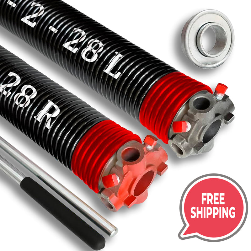 Garage Door Torsion Springs (Pair) with Winding Bars and Center Bearing – 0.273" x 2" x 38" – 10,000+ Cycle Rating