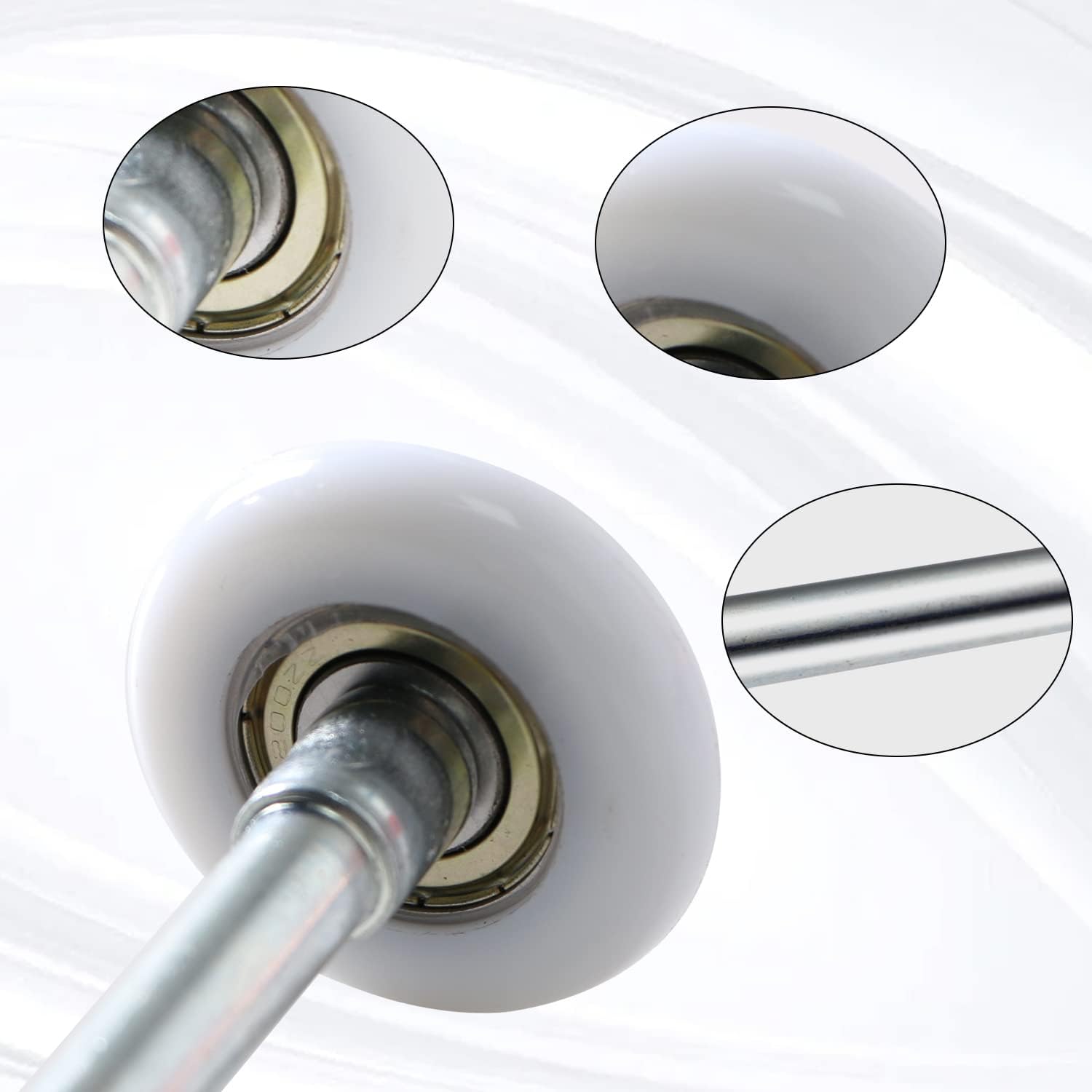 Garage Door Roller White Nylon 2", 6200zz Bearing, Short Stem (4" Stem)